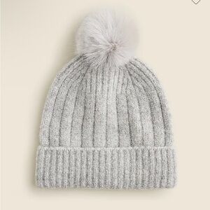 Jcrew Ribbed pom-pom beanie in Supersoft yarn
